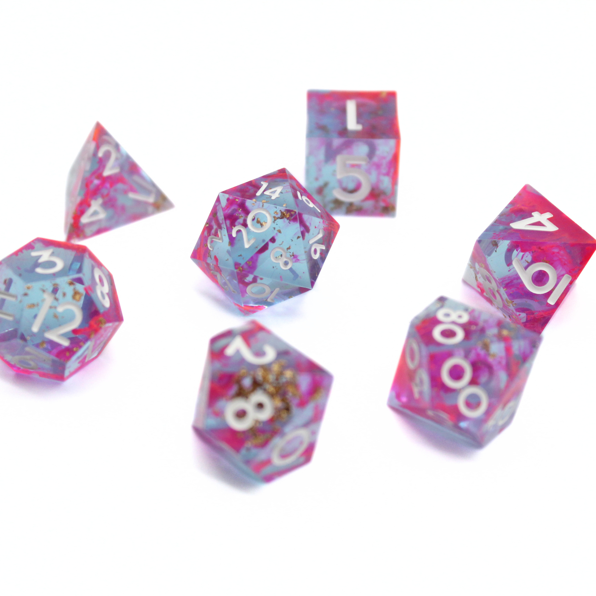 Cotton Candy Cosmos 7pcs Inclusion Dice Set | Sharp Edge Dice
