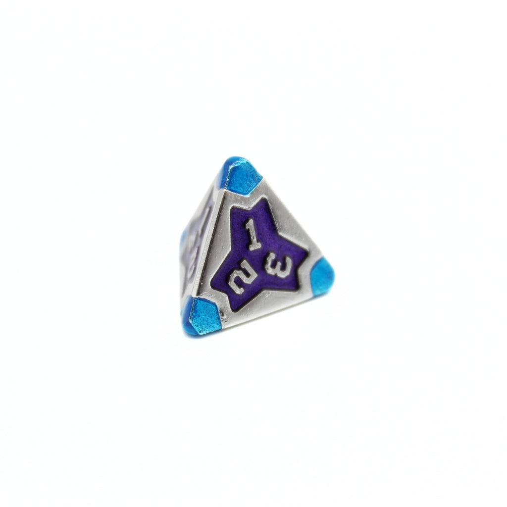Purple and Blue Cross Metal Dice (7pcs Set)