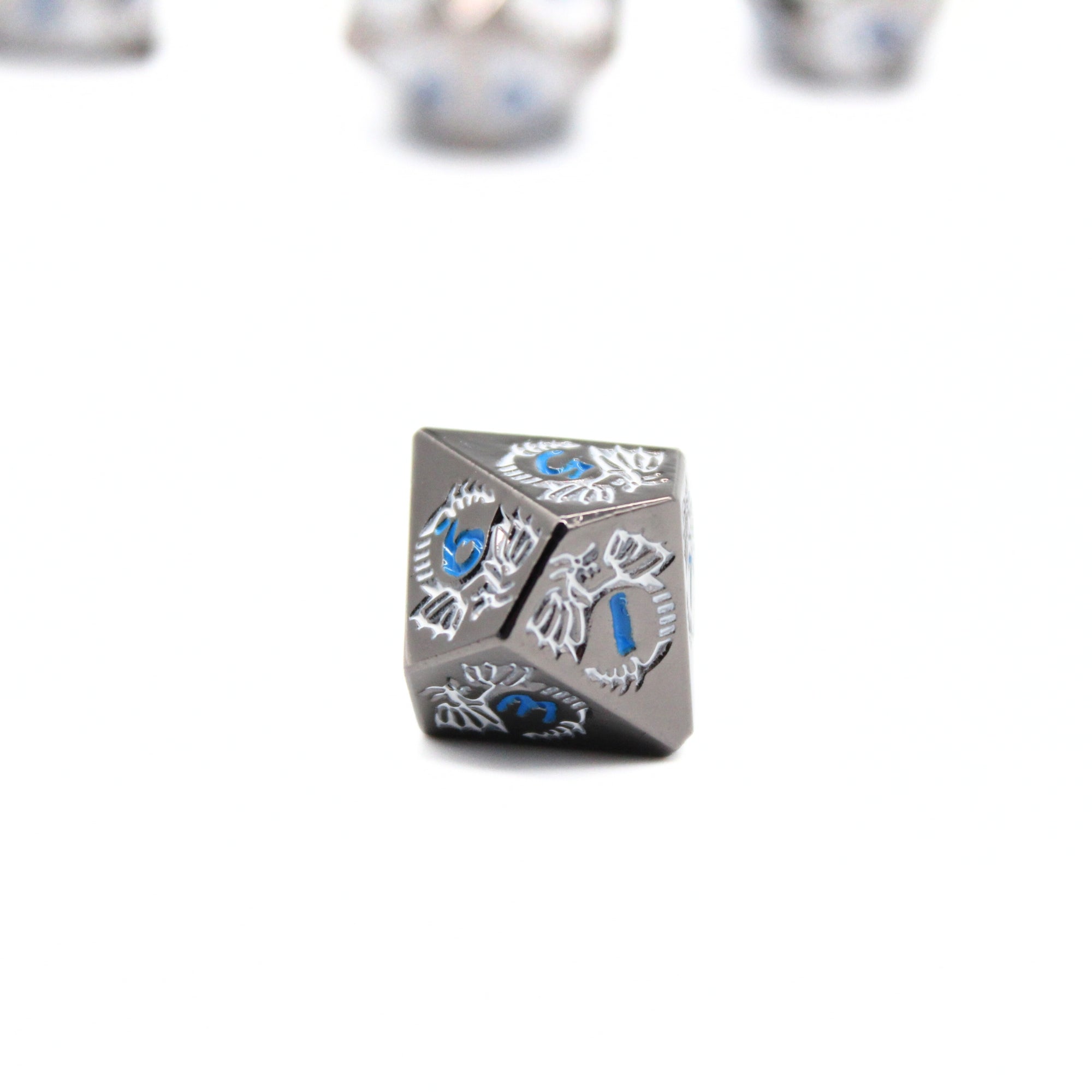 Silver Blue Dragon Metal Dice (7pcs Set)