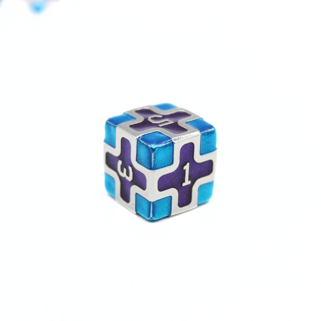 Purple and Blue Cross Metal Dice (7pcs Set)