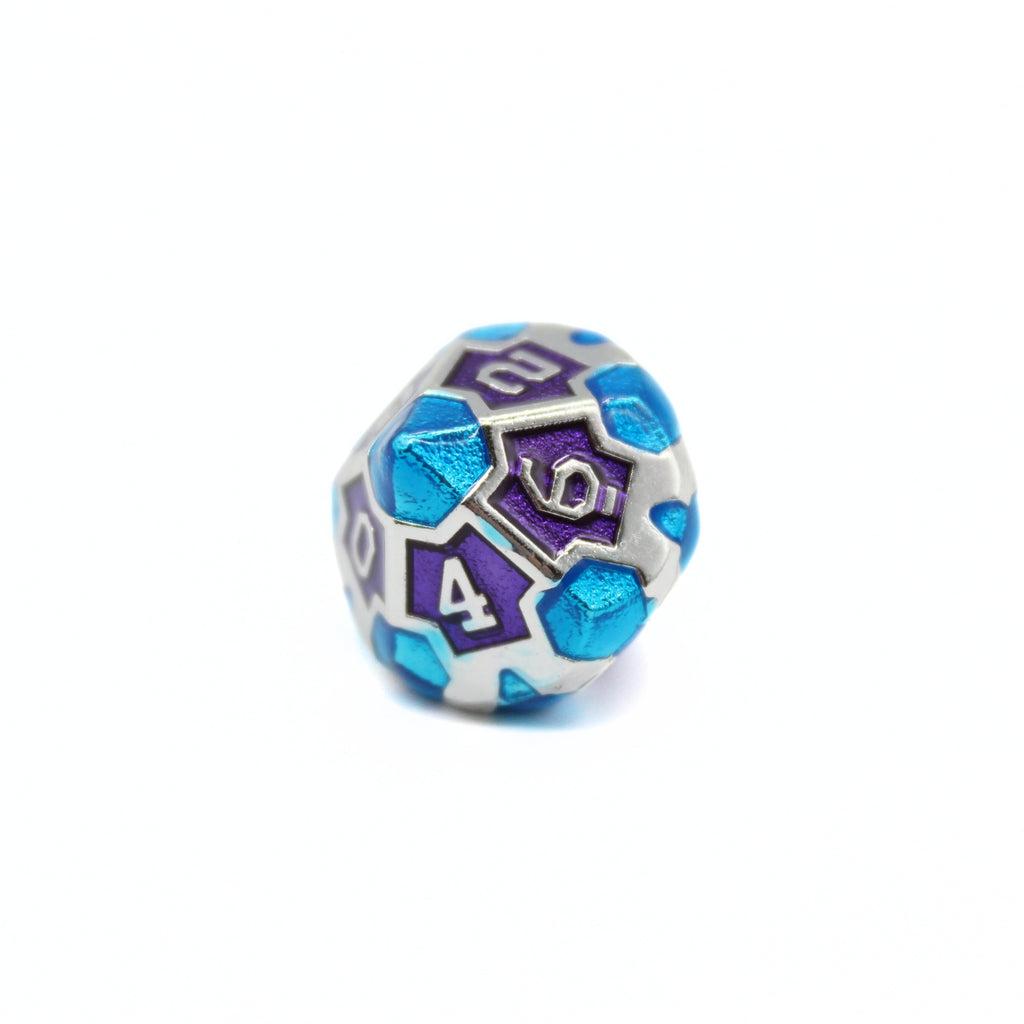 Purple and Blue Cross Metal Dice (7pcs Set)