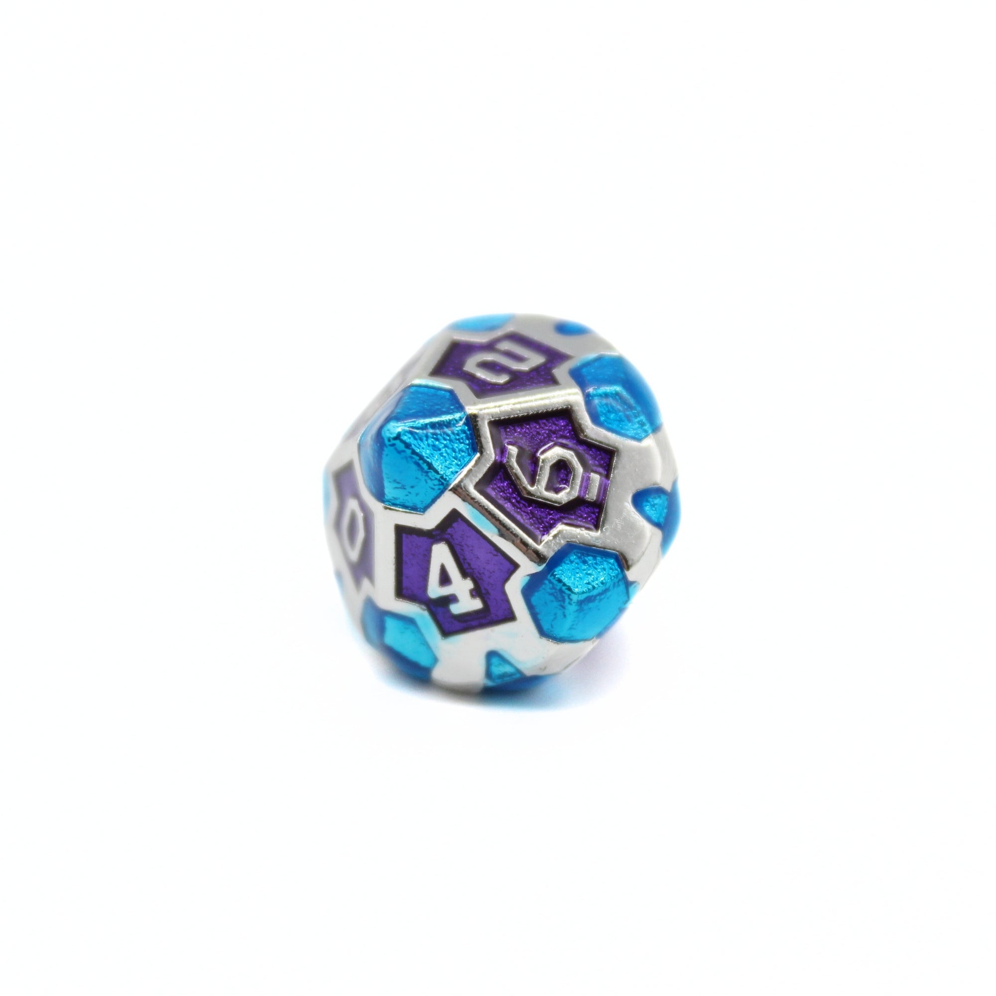 Purple and Blue Cross Metal Dice (7pcs Set)
