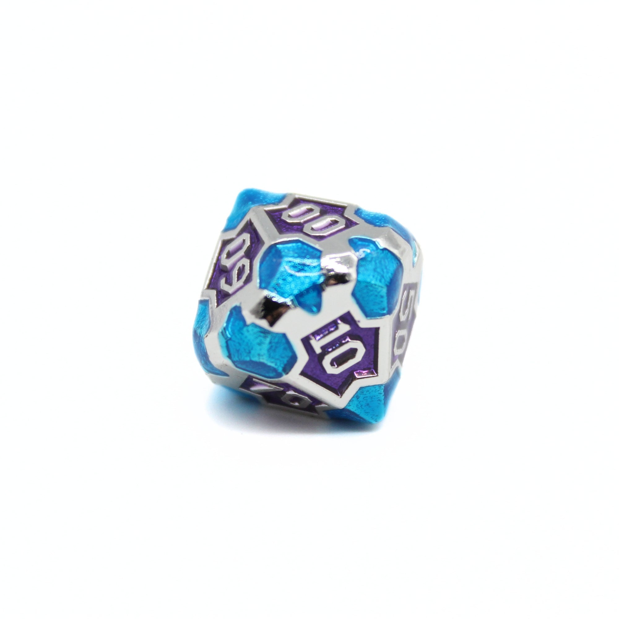 Purple and Blue Cross Metal Dice (7pcs Set)