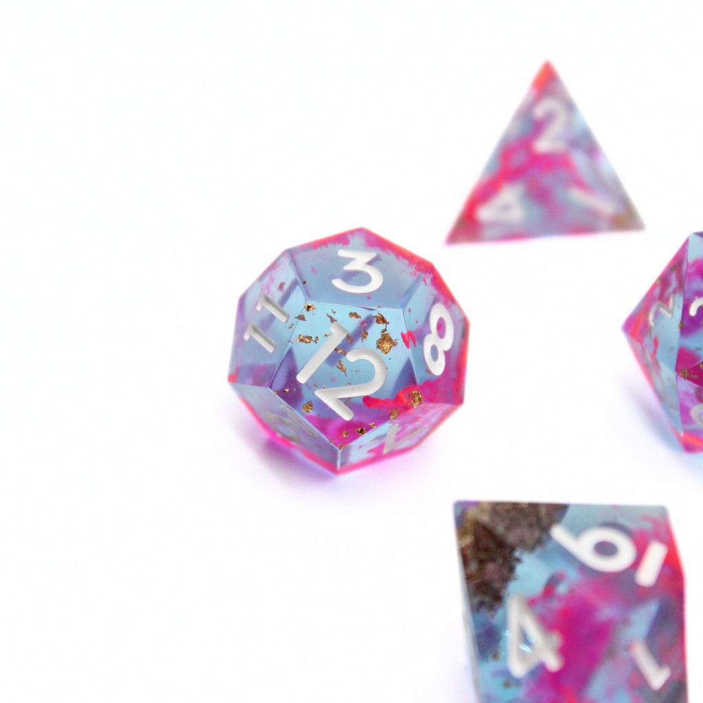 Cotton Candy Cosmos 7pcs Inclusion Dice Set | Sharp Edge Dice
