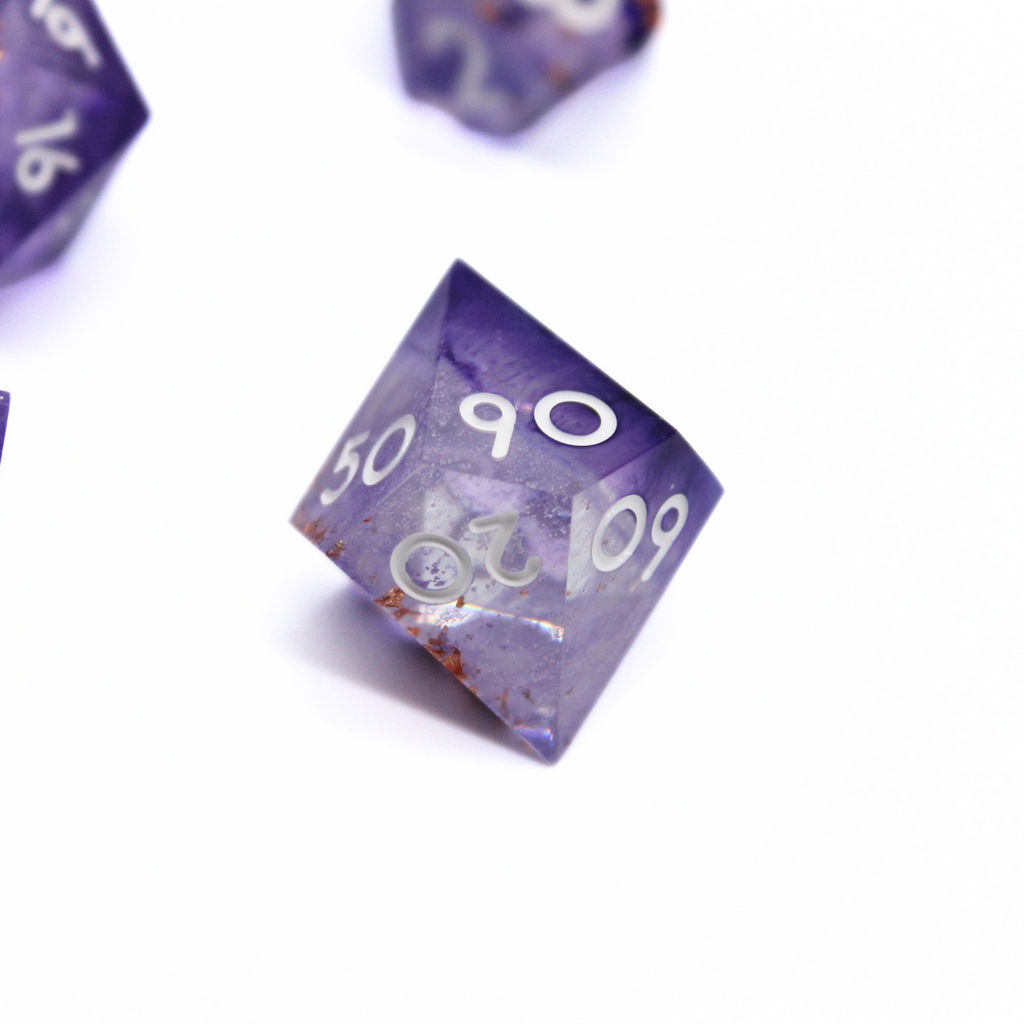 Amethyst Ash 7pcs Inclusion Dice Set | Sharp Edge Dice