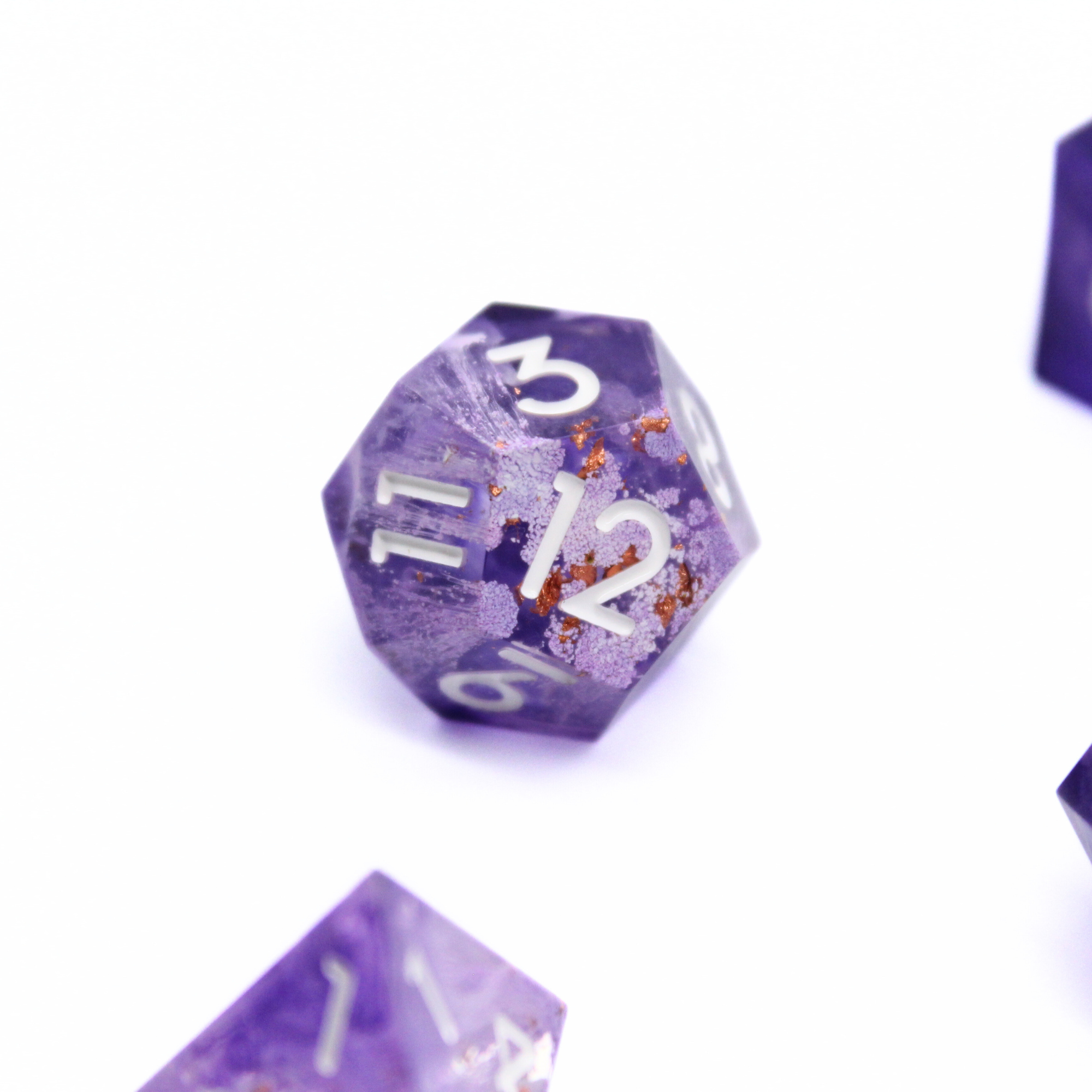 Amethyst Ash 7pcs Inclusion Dice Set | Sharp Edge Dice