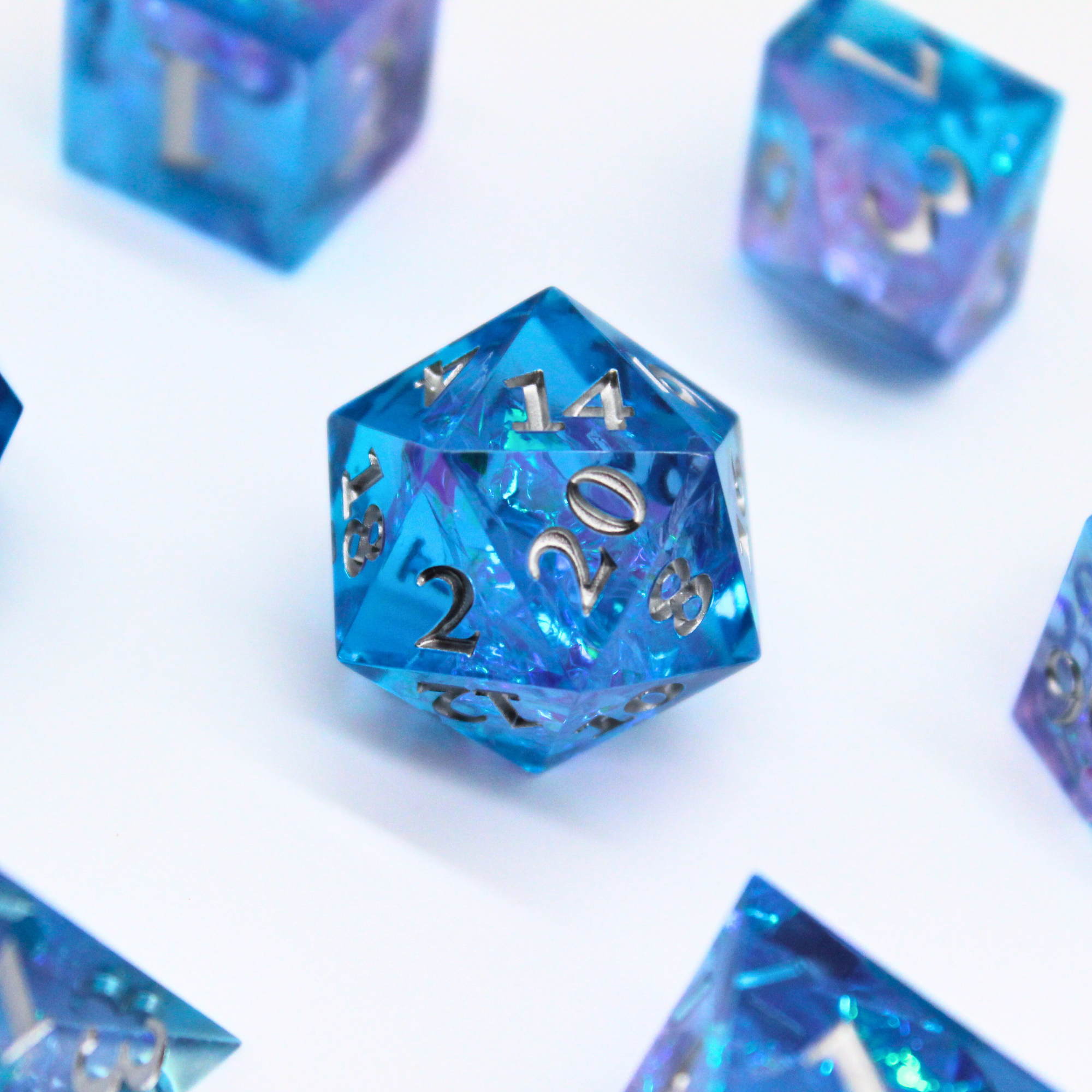 Nebula Cascade 7pcs Inclusion Dice Set | Sharp Edge Dice