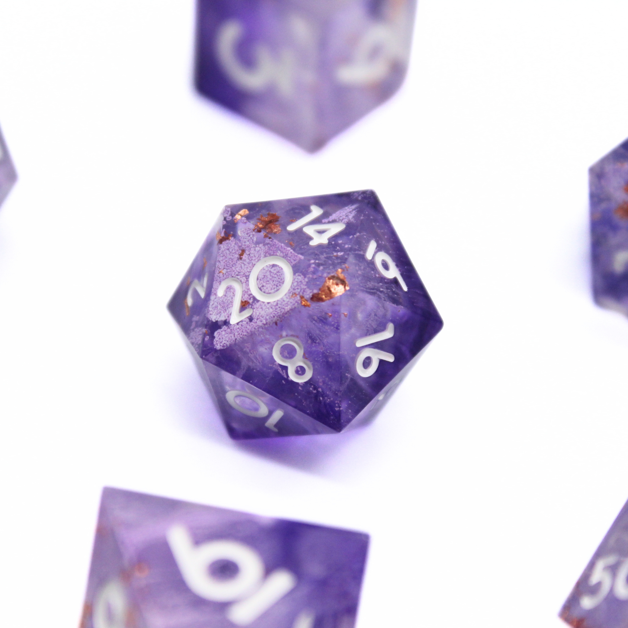 Amethyst Ash 7pcs Inclusion Dice Set | Sharp Edge Dice