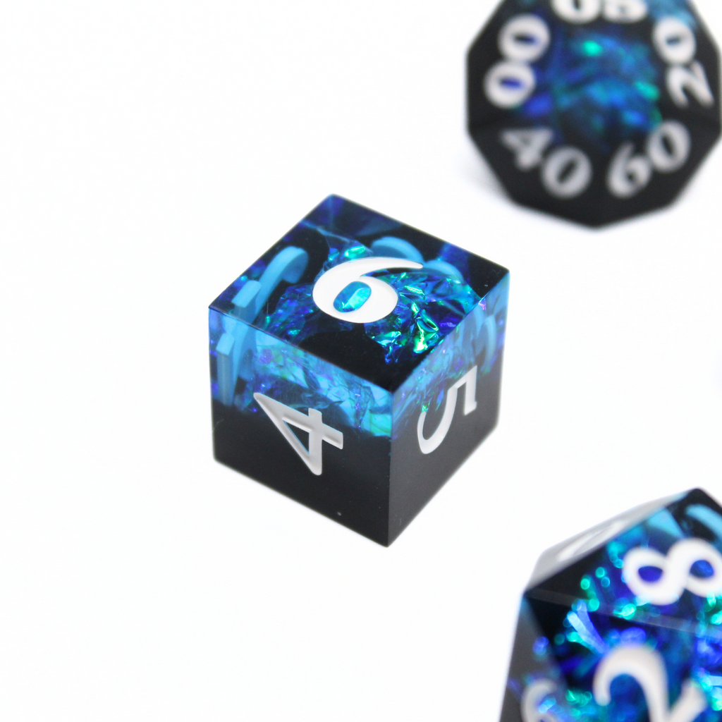 Void Opal 7pcs Inclusion Dice Set | Sharp Edge Dice