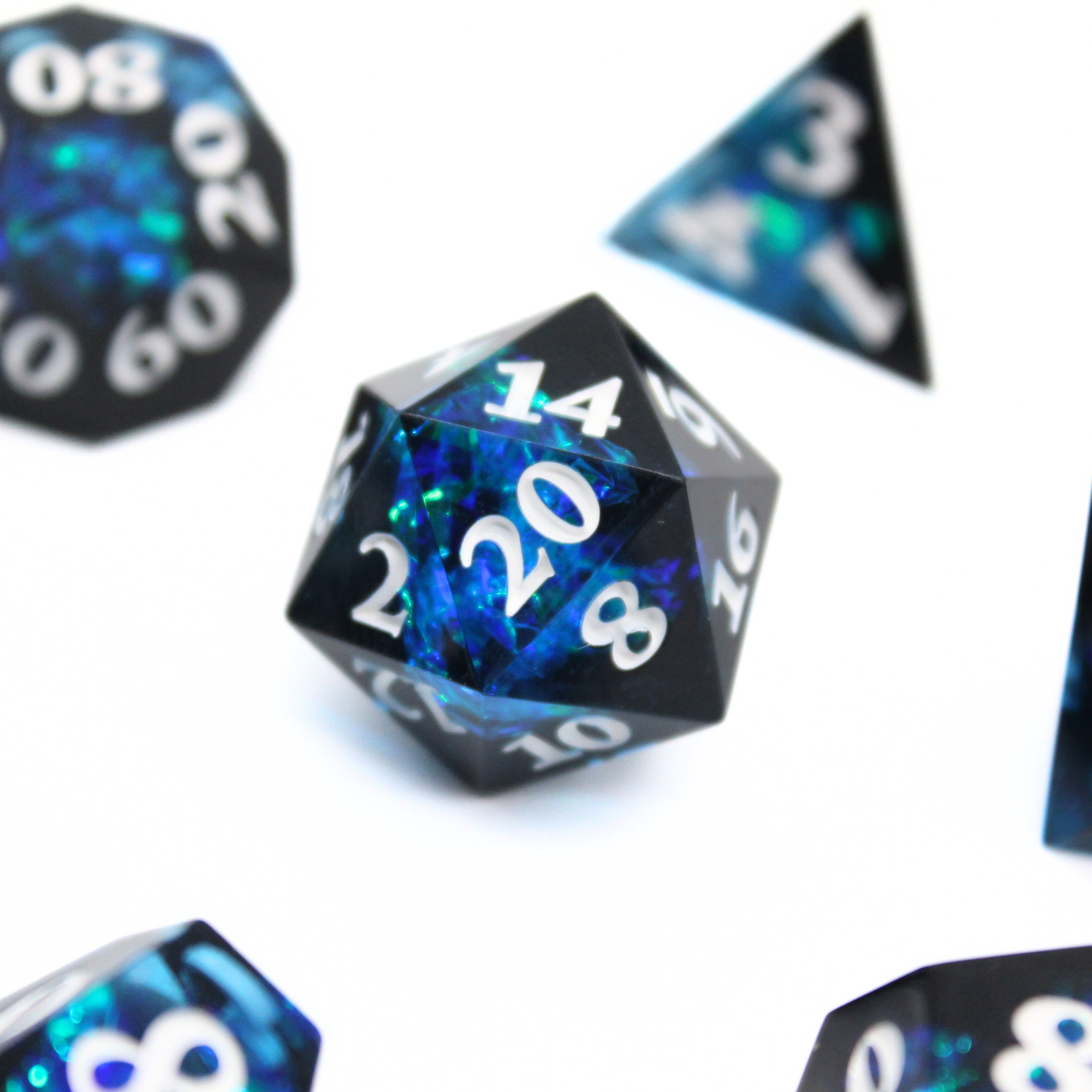 Void Opal 7pcs Inclusion Dice Set | Sharp Edge Dice