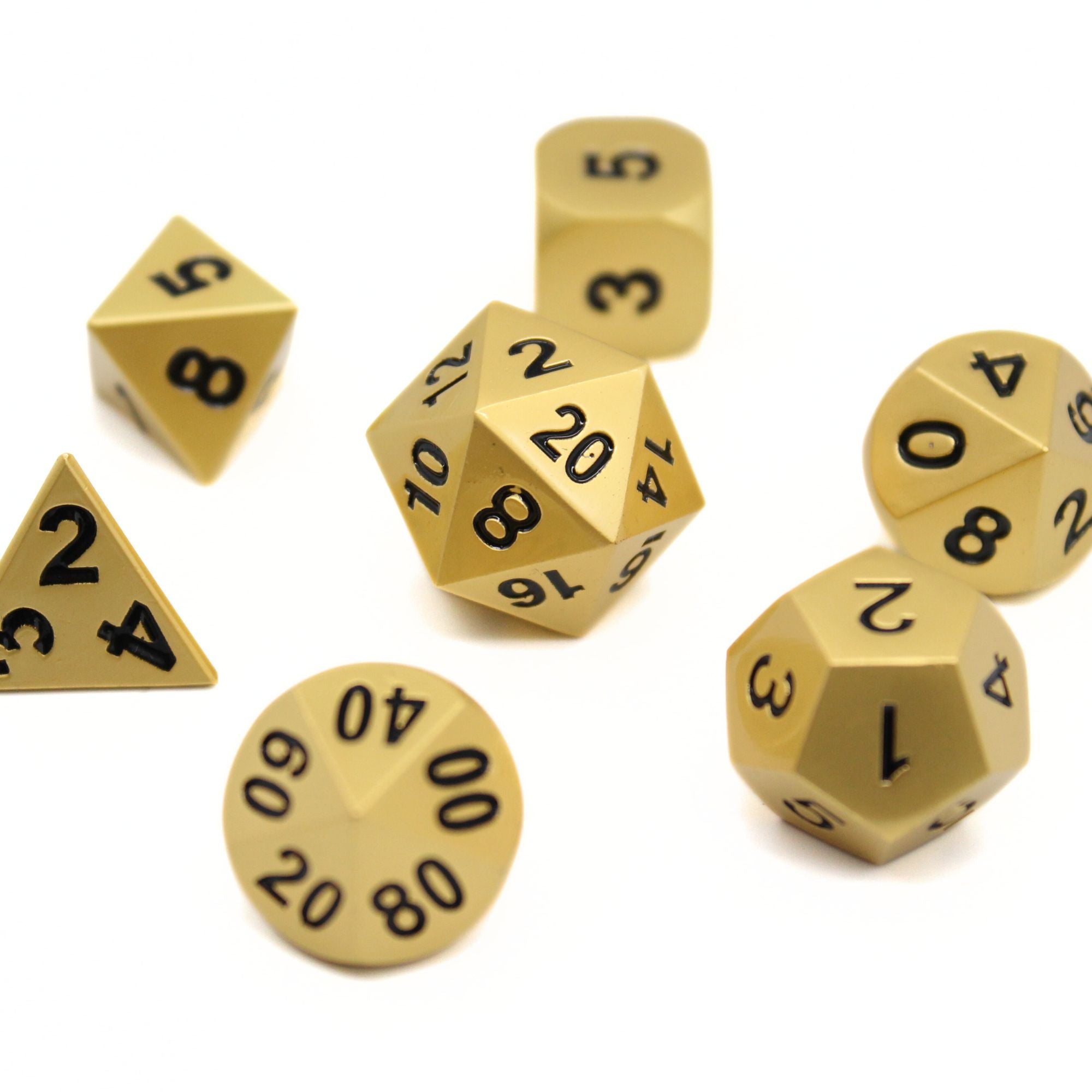 Matte Gold Metal Dice (7pcs Set)