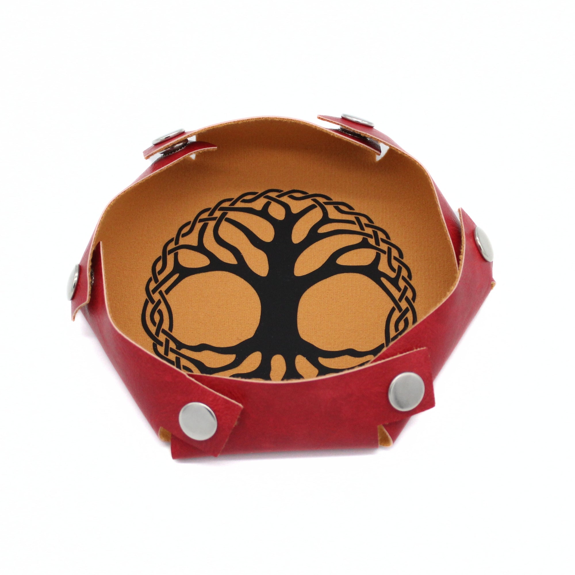 Black Yggdrasil Tree of Life Vegan Leather Dice Tray