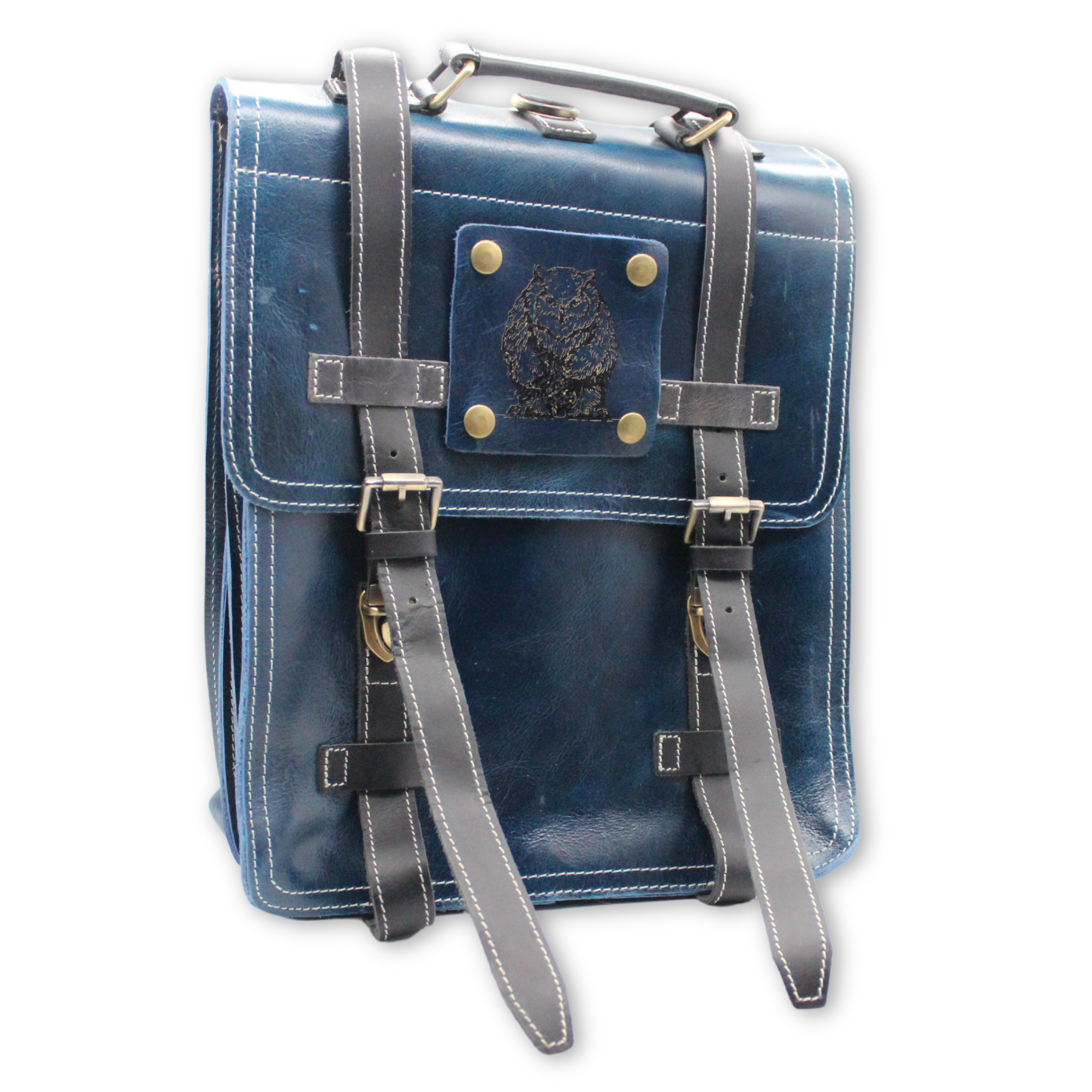 Blue Bag of the Abyss Gamer s Leather Backpack 12 Parsecs Designs