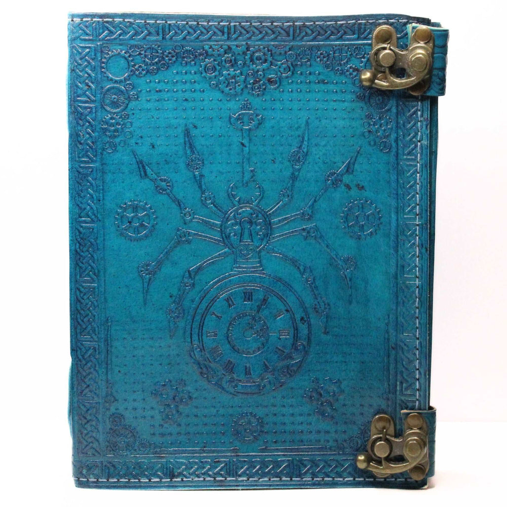 Steampunk Spider Leather Journal CYAN