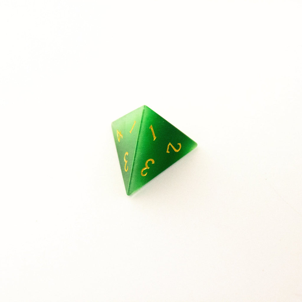 Emerald Green Cat's Eye | Synthetic Gemstone Dice (7pc Set)