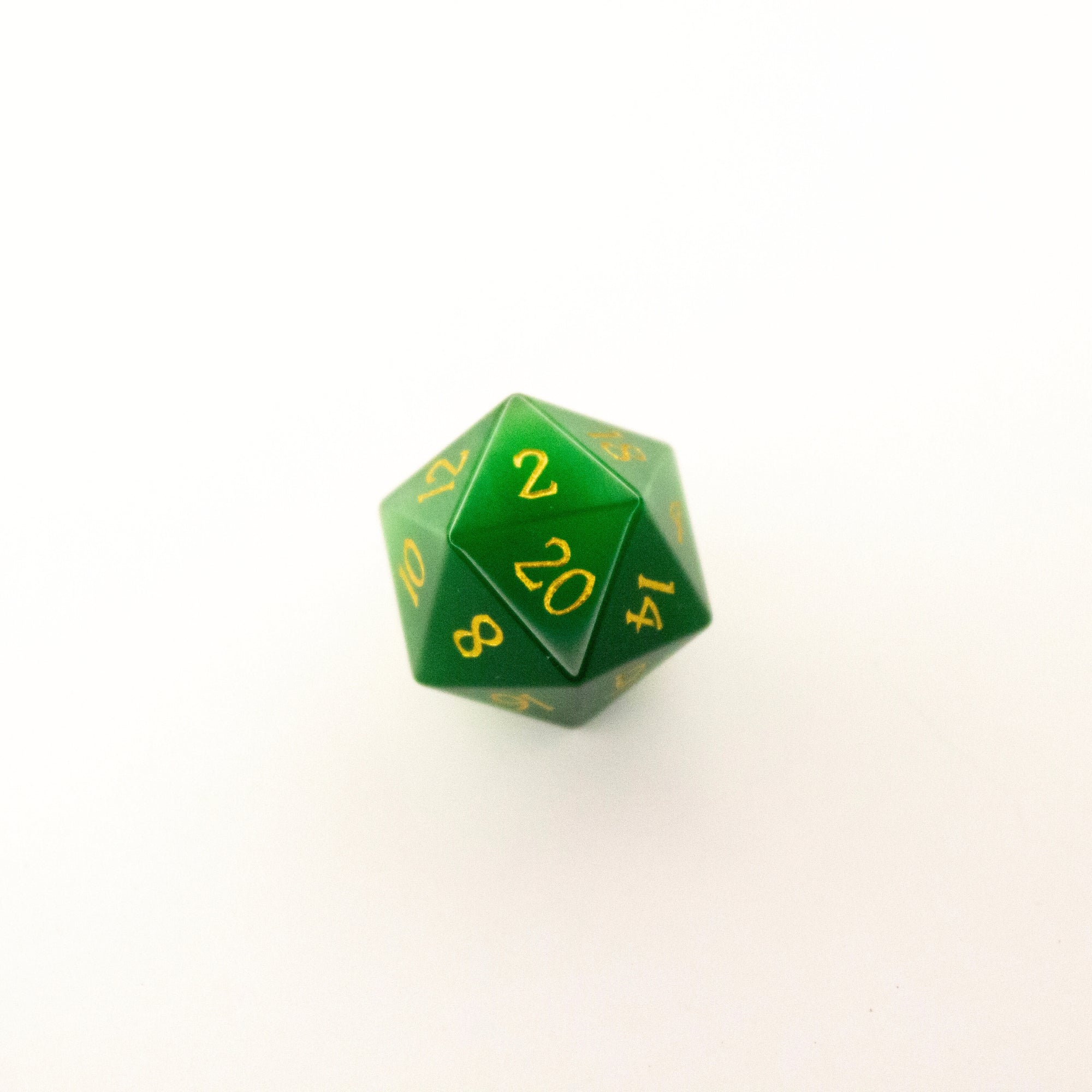 Emerald Green Cat's Eye | Synthetic Gemstone Dice (7pc Set)