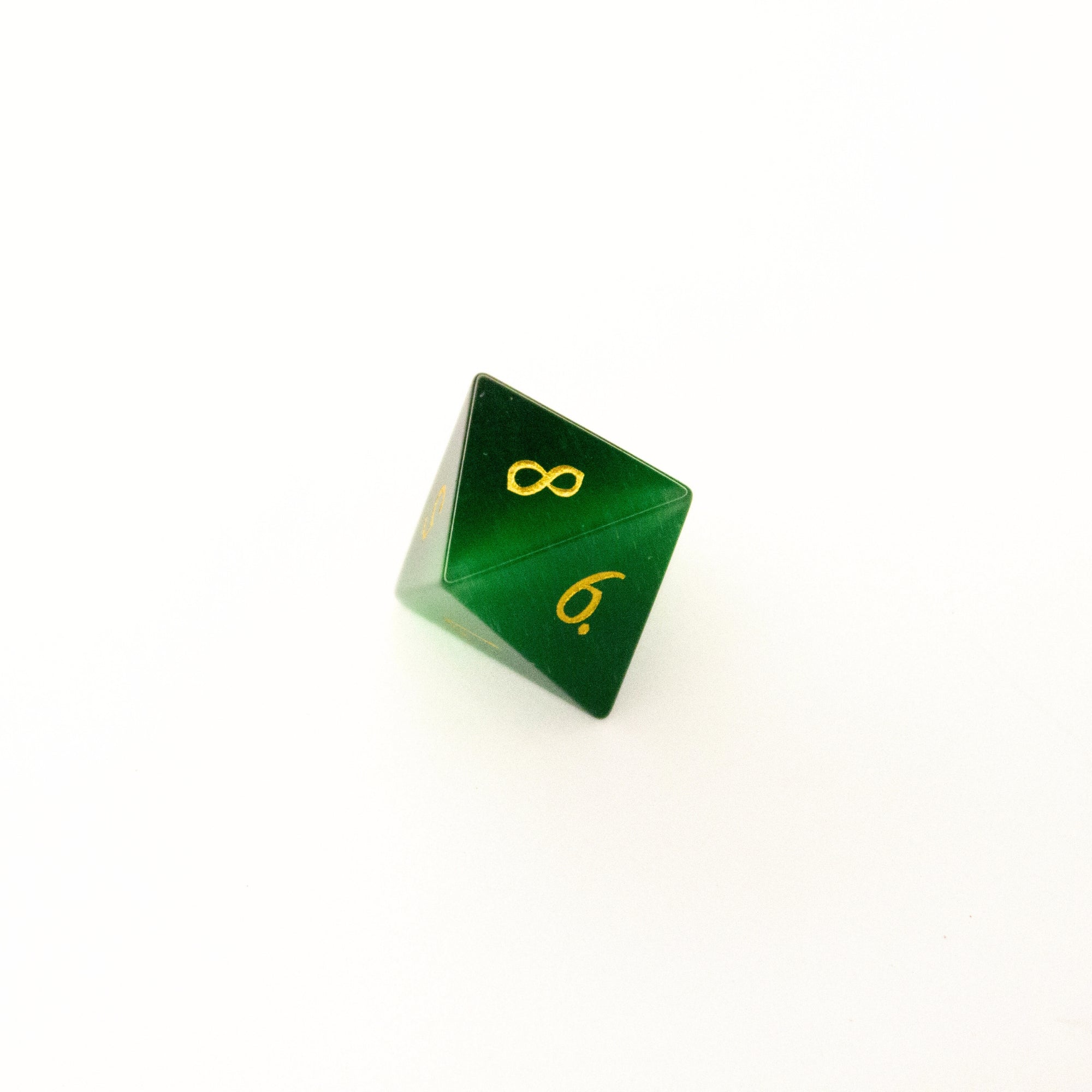 Emerald Green Cat's Eye | Synthetic Gemstone Dice (7pc Set)