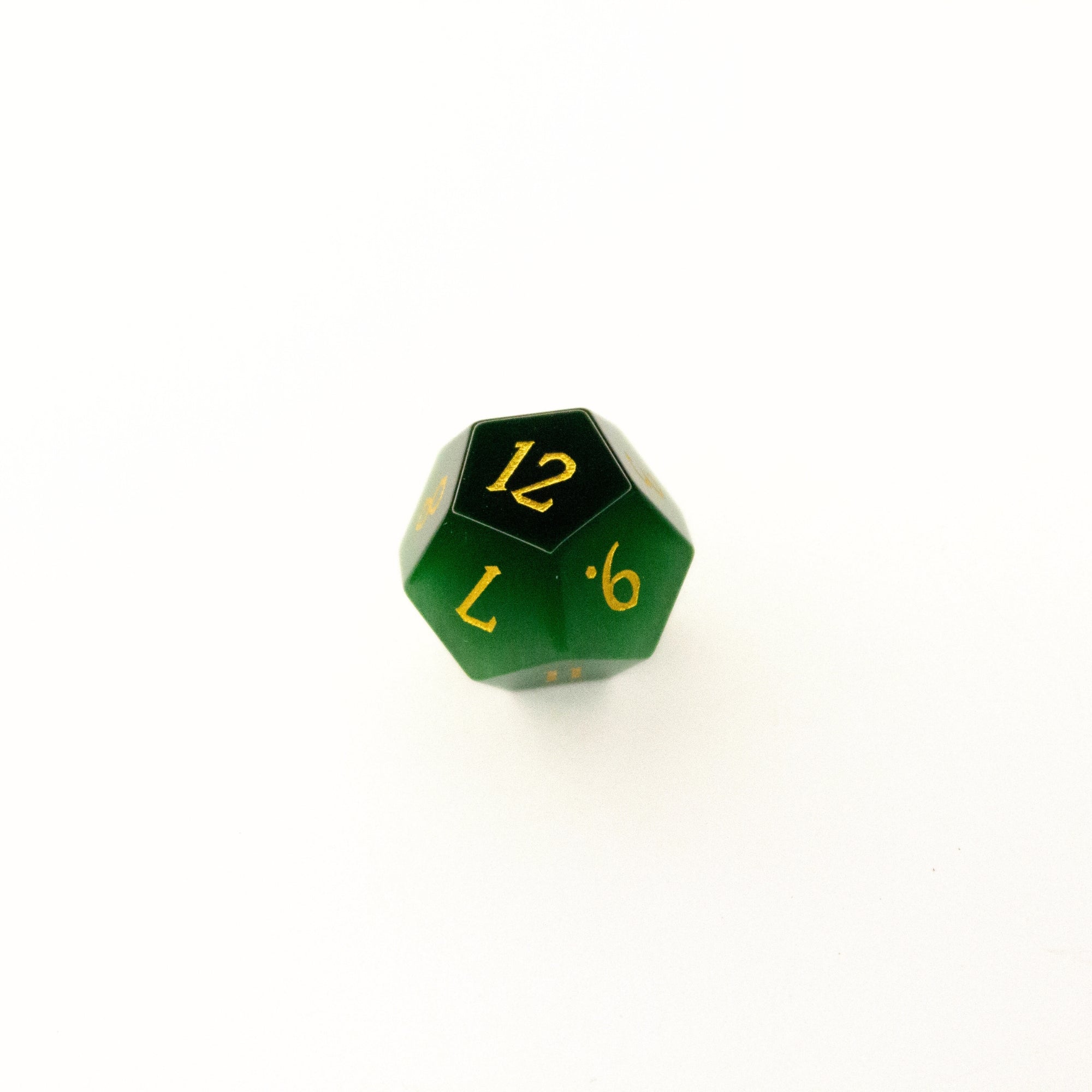 Emerald Green Cat's Eye | Synthetic Gemstone Dice (7pc Set)