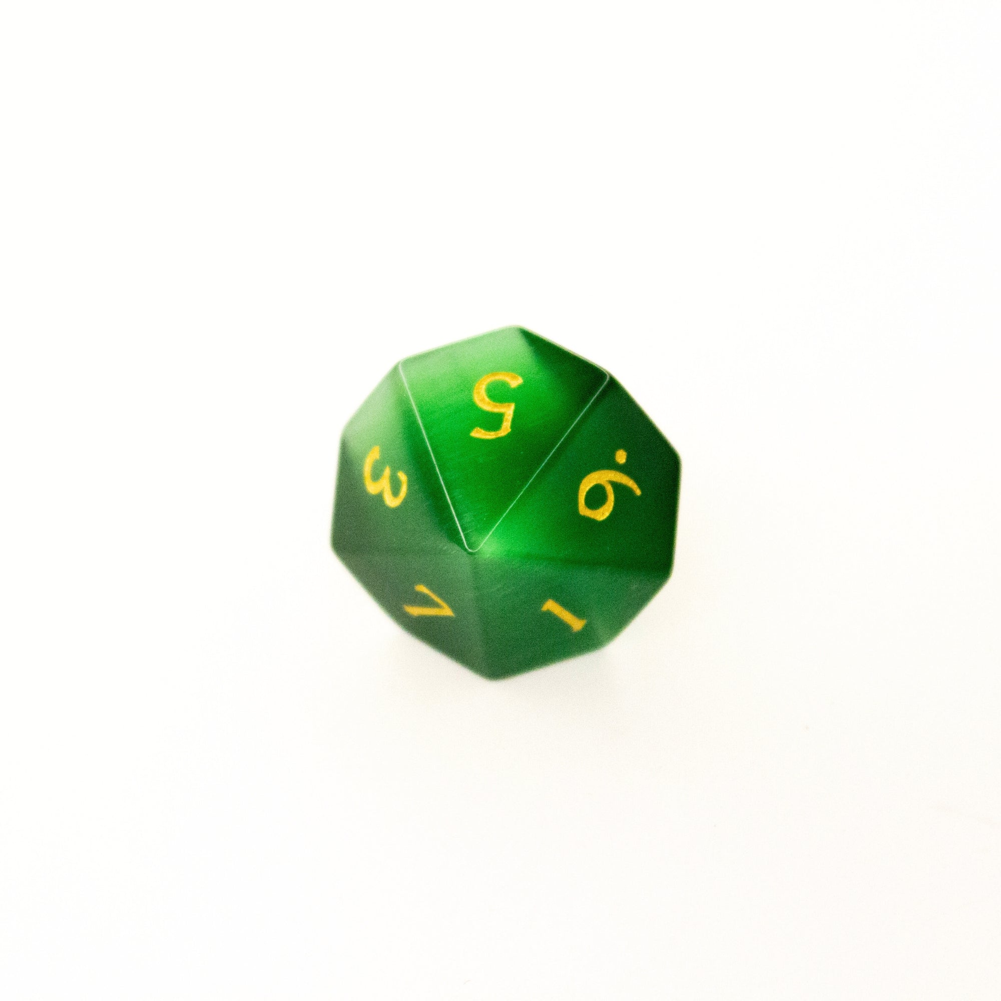 Emerald Green Cat's Eye | Synthetic Gemstone Dice (7pc Set)