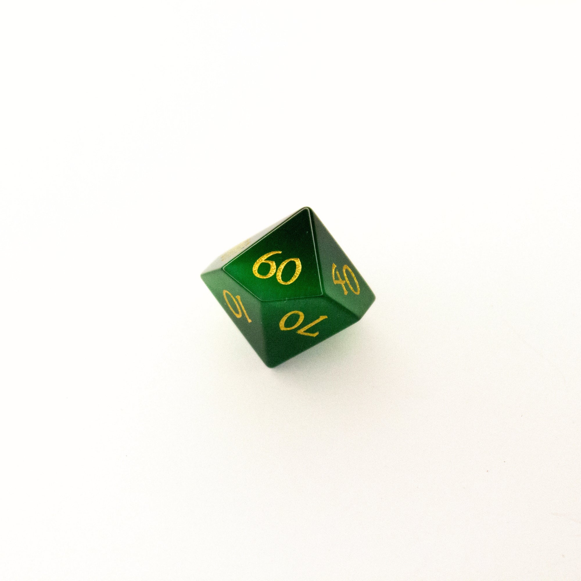 Emerald Green Cat's Eye | Synthetic Gemstone Dice (7pc Set)