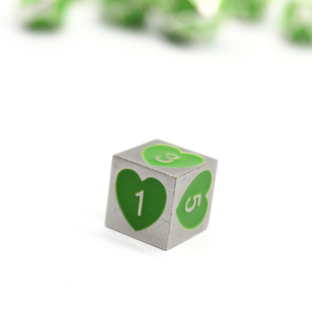 Green Heart Metal Dice (7pcs Set)