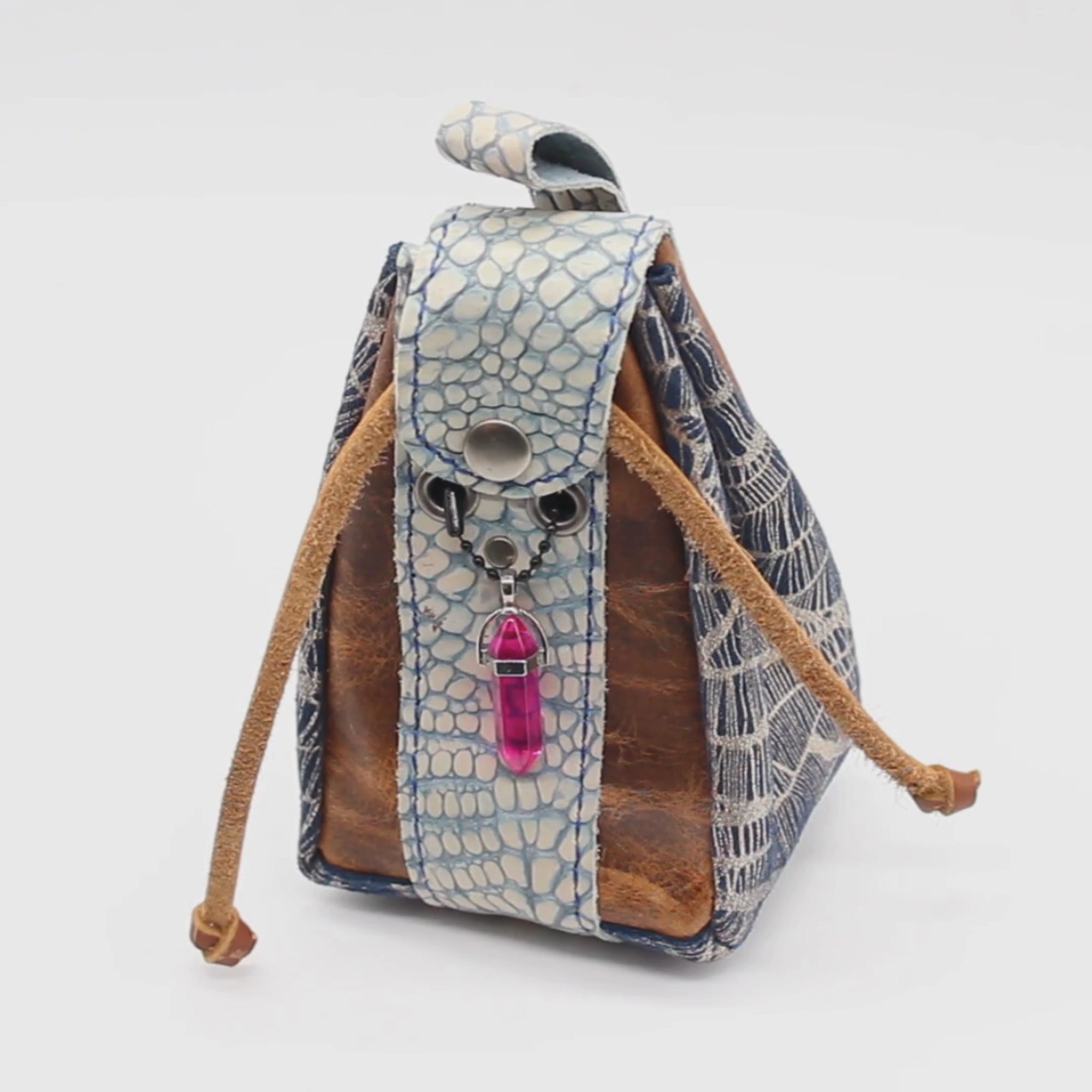 Sac à Dés en Cuir | Cristal Rose