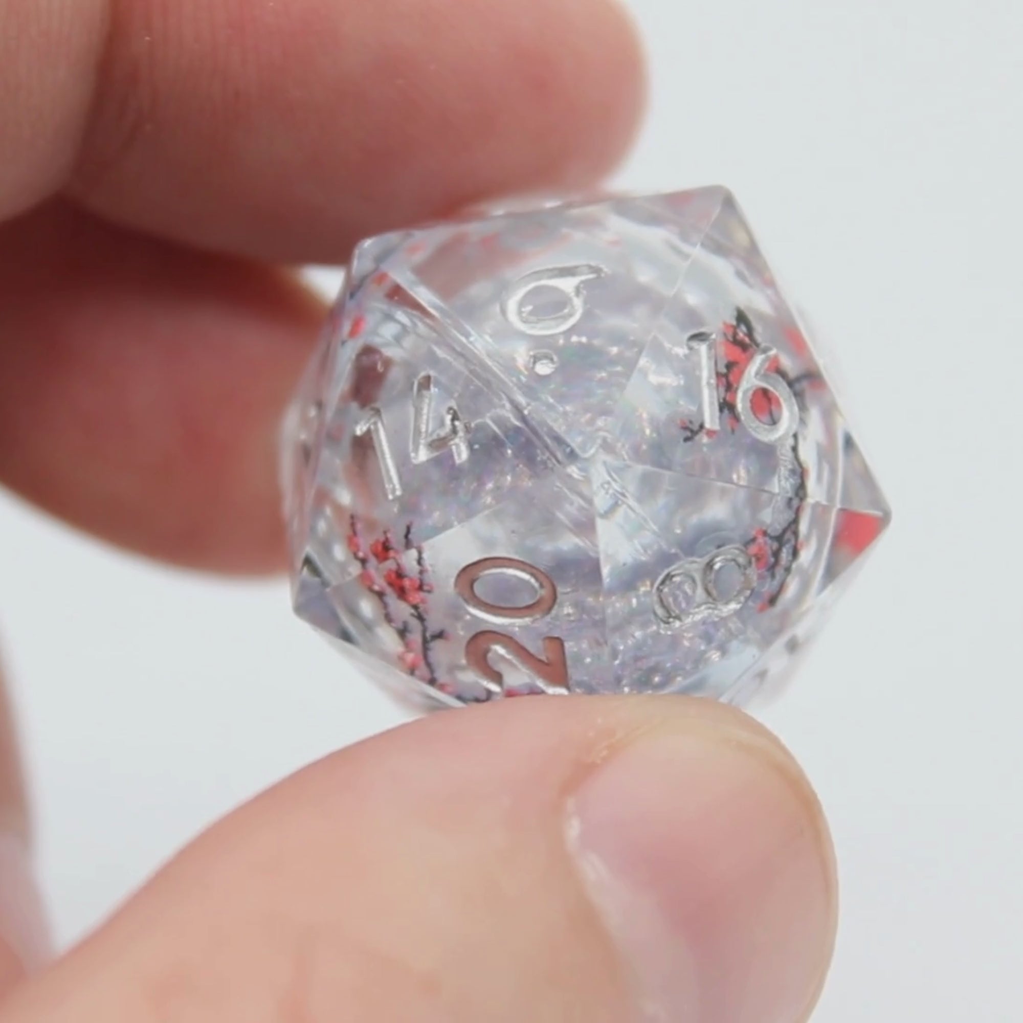 Sakura Blossom Silver Liquid Core Dice | Sharp Edge Dice